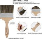 Double Thick Chip Paint Brush - Wood Stain Brushes for Painting Walls and Fence Staining - Wooden Handle Masonry Paintbrush for Varnish, Paste, Gesso and Limewash (4 inch)