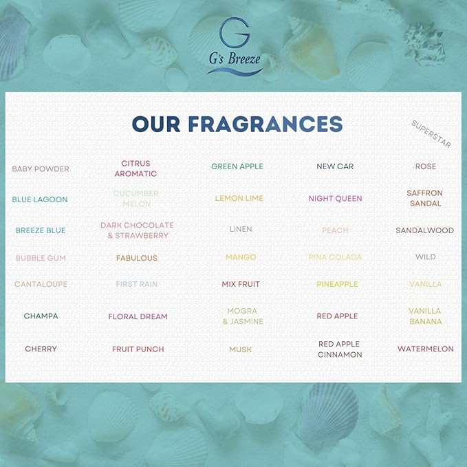 G's Breeze Blue Air Freshener - Ocean Inspired Refreshing Scent, Long-Lasting Aroma, Calming Atmosphere - Notes of Sea Air, Soft Citrus & Florals - Instant Fresh Energy - Ideal for Home, Car & Office