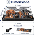 GENANY Cute Dachshund Dog Family Funny Windshield Sun Shade for SUV Truck (55x30 Inches), Windshield Sun Shade, Protector Blocks UV, Car Decor