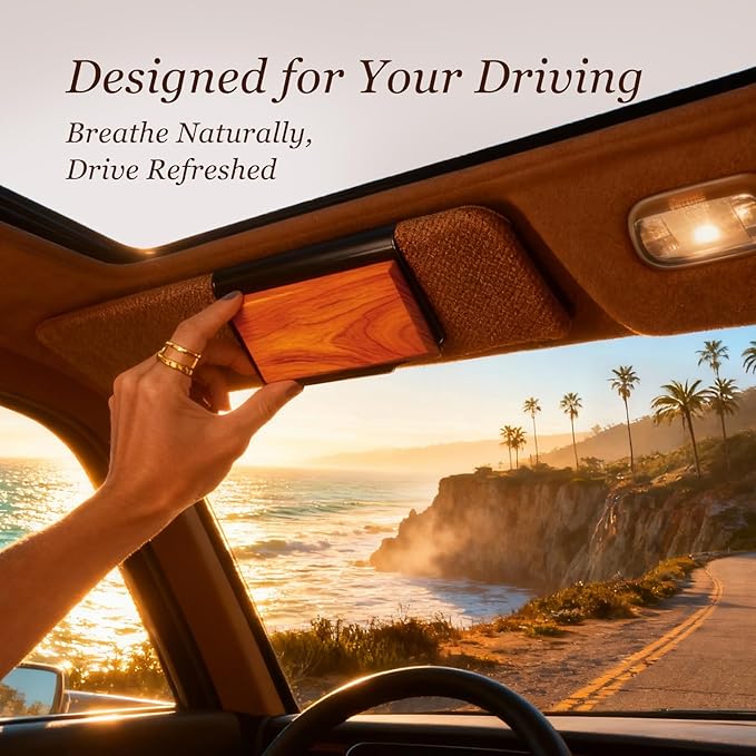 Car Air Freshener - Wooden Air Freshener-Teak Amber Cabana Variety Scent Refill - Long Lasting Natural Car Fresheners - Clip Included