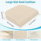 Large Seat Cushion, Memory Foam Cushion for Long Sitting Hours on Office Chair, Home & Car, Non-Slip Chair Pad for Relieving Back & Sciatica & Hip & Coccyx Pain (Khaki)