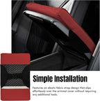 Hovom Car Center Console Armrest Pillow, 12.6"×7.87"×1.97" Leather Arm Rest Cover for Cars, Soft Comfortable Auto Armrest Cushion Pad, Vehicle Middle Console Cover, Car Accessories (Wine Red)