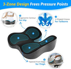 Seat Cushion for Tailbone & Sciatica Pain Relief - Plush Yet Supportive Ergonomic Memory Foam Chair Cushions for Office Chair, Car, Wheelchair,Airplane & Long Sitting
