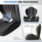 Ergonomic Seat Cushion, Office Chair Seat Cushions with L-Shaped Design, Memory Foam Orthopedic Cushion with Coccyx Hollow, Lumbar Support & Tailbone Pain Relief for Car, Truck, Gaming Chair (Black)