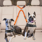 Lukovee Double Dog Seat Belt, New Dual Pet Car Headrest Restraint Safety Seatbelt No Tangle Dog Leash Duty Adjust Elastic Bungee Puppy Lead Splitter Connect Harness in Vehicle Travel for 2 Dogs (OR)