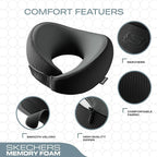 Skechers Men's Memory Foam Neck Pillow, Comfortable & Breathable Travel Pillow,Neck Pillow Airplane for Travel, Car Rides, Home, and Office Use, Ergonomic Design for Men and Women,Black