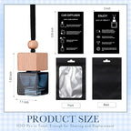 Boao 50 Sets Hanging Car Air Freshener Diffuser Bottles with Instruction Card and 4 x 6'' Resealable Holographic Bag for Empty Car Essential Oil Perfume Bottles Packaging (Cube,Black)