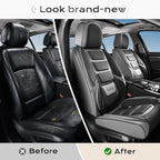 Coverado Car Seat Covers Full Set, Seat Covers for Cars, Front Seat Covers and Back Seat Cover Waterproof Leather Automotive Seat Cover Universal Car Interior Protectors Cushion for Most Cars