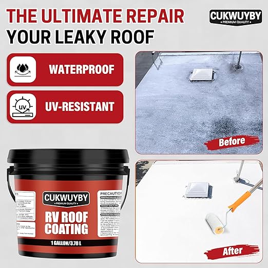 RV Roof Sealant 1 Gallon, RV Roof Coating Quick Drying Solar Reflective, Leak Repair Liquid Flexible Membrane Waterproof Paint for Camper & Travel Trailers(White)