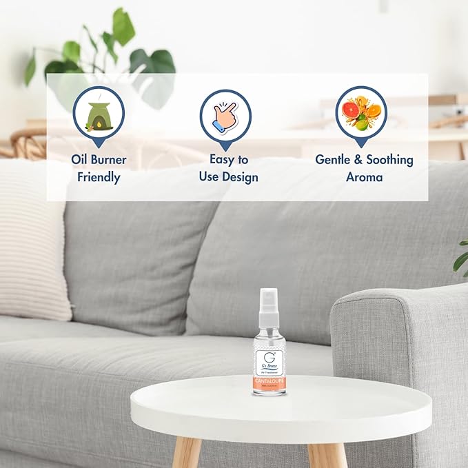 G's Breeze Cantaloupe Air Freshener - Sweet, Refreshing & Juicy Scent of Ripe Cantaloupe - Uplifting Aroma, Fruity Spray for Home, Office or Car - Energizing & Long-Lasting Fragrance - Pet Friendly
