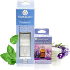 Belle Aroma® FlashScent™ USB Aromatherapy Bundle - for Car, Office, Home, and Travel - Includes 1 Pearl White Peppermint Oil Diffuser Kit, 1 Lavender FlashScent Essential Oil, and 7 Refill Pads