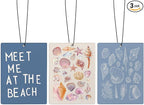 Cute Preppy Beach Car Air Freshener, Pink and Blue Coastal Seashell Starfish Beachy Air Freshener Hanging 3 Pcs for Cars Closet Drawer or Books, Girly Beach Car Accessories Mirror Decor for Women