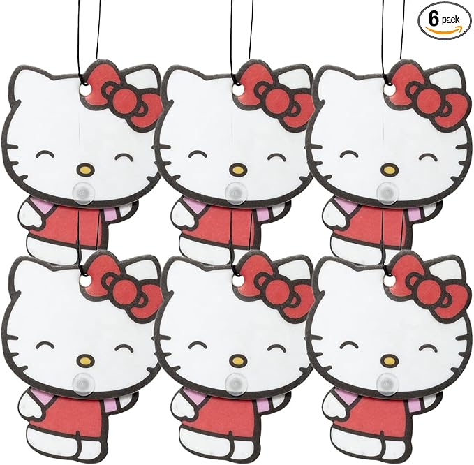 Hello Kitty Automotive Air Fresheners: PlastiColor Wiggle Hanging Car Air Freshener - Odor Eliminator for Car, Cute Hanging Air Freshener for a Fresh Driving Experience, 6 Packs