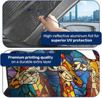 GENANY Giraffe Stained Glass Windshield Sun Shade for Car SUV Truck (55x30 Inches), Sun Shade Windshield, Shades for Windows, Auto Gift, Spring Car Decor