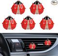 5PCS Ladybug Car Decor, Bling Lady Bug Air Freshener Vent ClipsCar Accessories Decoration for ，Reusable Essential Oil Diffuser, Universal for Most Cars (Red)