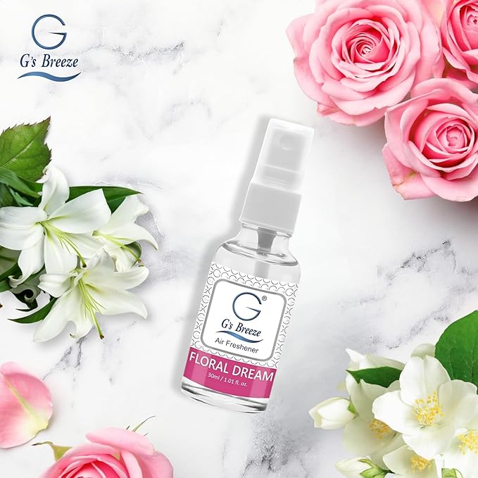 G's Breeze Floral Dream Air Freshener – Luxurious Rose, Lily & Jasmine Blend for Long Lasting Floral Freshness – Ideal Scent for Home, Car & Office – Create a Serene, Elegant and Uplifting Atmosphere