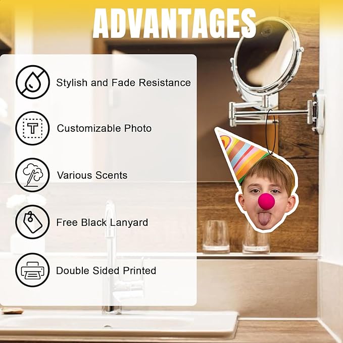HJX Custom Air Fresheners with Picture, Double-Sided Air Freshener for Car Customized Photo Text, Personalized Meaningful Gifts for Boyfriend (White Style)