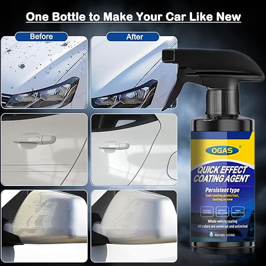 Quick Effect Coating Agent, Ceramic Coating Spray for Car Wax Polish Paint Scratch Repair Spray, Automotive Gloss & Shine Stuff Detailing Supplies, Adds Extreme Gloss, Depth, Shine & Protection-120ml