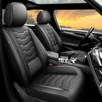 Fit Versa Car Seat Covers Compatible with Nissan Versa 2008-2025 2026 - Full Set Premium Leather， Waterproof Breathable， All-Weather Seat Cushion Protecto&Airbag Compatible（Full Set,Black