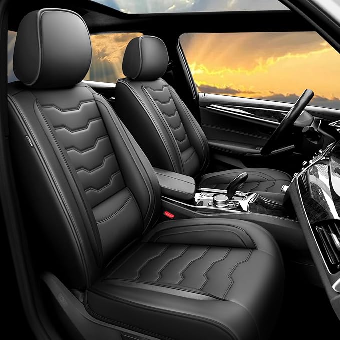 Fit Altima Car Seat Covers Compatible with Nissan Altima 2011-2025 2026 - Full Set Premium Leather， Waterproof Breathable， All-Weather Seat Cushion Protecto&Airbag Compatible（Full Set,Black