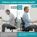 Memory Foam Seat Cushion with Lumbar Support Pillow,Office Chair Cushion,Ergonomic Car Seat Cushion,Designed for Tailbone,Sciatica, Lower Back Pain Relief,for Office,Car,Truck,Desk Chair