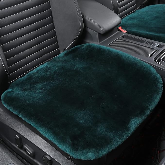Sheepskin Car Seat Cover Luxury Comfortable Soft Warm Cool All Seasons Pet Friendly Non-Slip Durable Easy Install Long Drive Travel Protection Elderly Gift Home Furniture Golf Cart Pad, Alpine Green
