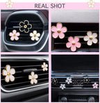 6pcs Car Air Freshener Perfume Clip, Daisy Flower Car Decoration Automotive Dashboard Outlet Air Vent Clip Decor Charm Interior Accessories for Girls Women(3 cm, 3.3 cm, Black, Pink, White)