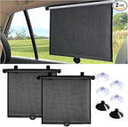 2PCS Car Window Shades for Baby, 20"×20" Retractable Car Shades for Side Window with Suction Cups, Blocks Heat & UV Rays Glare Protection, Baby Auto Accessories for Cars House Office Window (X-Large)