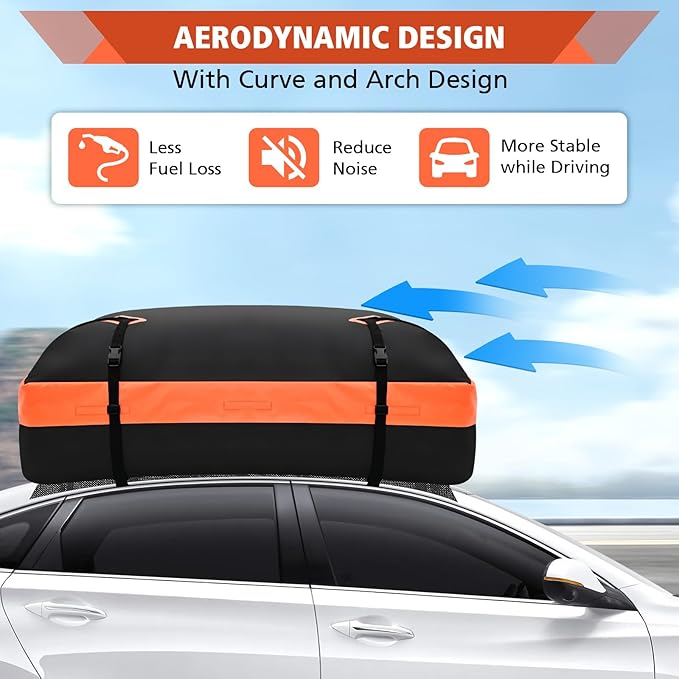 15 Cubic Ft Rooftop Cargo Carrier, Waterproof Car Roof Bag for Vehicles with or Without Rack, Soft Roof Top Luggage Bag for Travel, Camping, Moving (Soft car roof Bag, 15 Cubic feet)