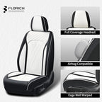 FLORICH Leather Car Seat Cover Full Set Automotive Seat Covers 5 Seats Front and Back Seat Cover Full Coverage Car Seat Protector Universal Fit for Most Car Truck SUV, Black&White