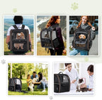 Lekebobor Large Cat Backpack Carrier Expandable Pet Carrier Backpack for Small Dogs Medium Cats Fit Up to 18 Lbs, Dog Backpack Carrier, Foldable Puppy Backpack Carrier for Travel, Black