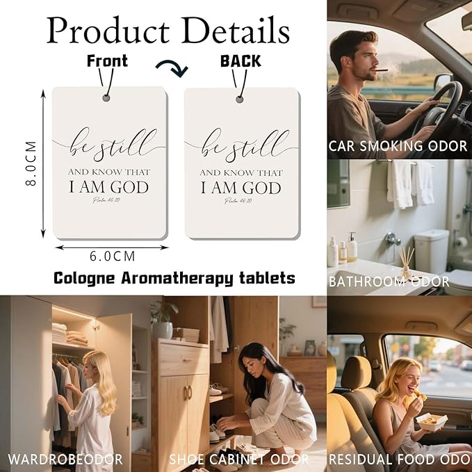 Christian Scripture Car Air Freshener 4Pcs, Inspirational Bible Quotes Hanging Scents, Bible Quote Gift Air Freshener Hanging in Car Wardrobe Drawer or Book.