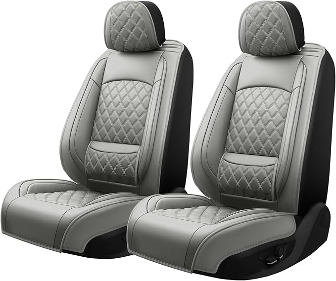 Fit RLX Car Seat Covers for Acura RLX 2013-2020 - Premium Leather, Waterproof, All-Weather, Airbag Compatible, Breathable, Easy Install, Seat Protectors, Only 2 Front seat Covers, Gray