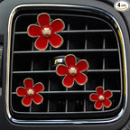 4PCS Daisy Flower Air Vent Clip Air Conditioning Outlet Clip Car Air Freshener Clip Car Interior Decor Charm Colorful Car Interior Accessories for Girls Women(Red)