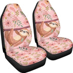 Cute Sloth Car Seat Cover Set of 2, Music Note Design Auto Accessories for Men Women, Soft Automotive Protective Interior Universal