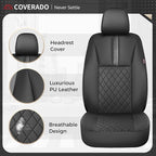 Coverado Car Seat Covers Full Set, Automotive Leather Seat Covers for Car，Universal Fit Front Back Seat Cover, Non-Slip Waterproof Breathable Car Seat Protector