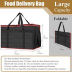 PEASUG Insulated Bags for Food Delivery, XXXL Pizza Delivery Bags, Large Capacity Cooler Bag Keep Food Warm for Grocery Shopping and Catering, Foldable, Heavy-Duty (Red)