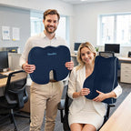 CloudBliss Ergonomic Lumbar Support Pillow Seat Cuhsion - Memory Foam for Lower Back Pain Relief, Adjustable Straps & Mesh Cover for Office, Gaming, Car Seat (Blue)