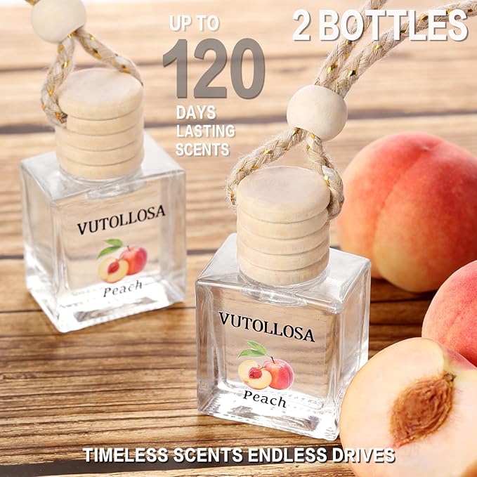 2-Pack Car Air Fresheners, Car Deodorizer, Juicy Peach Air Freshener – Long Lasting Hanging Car Air Freshener for Men and Women, Car Scent Diffuser by VUTOLLOSA