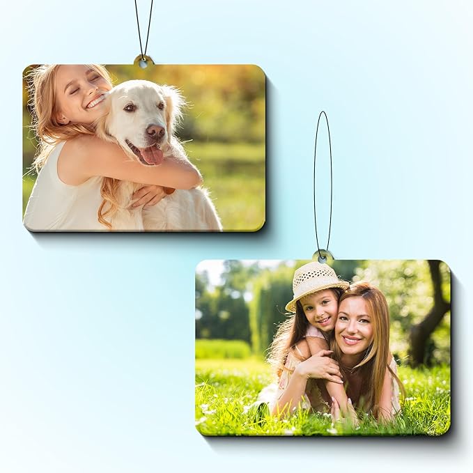 Custom Air Freshener with Picture, Personalized Car Air Freshener, Customized Double Sided Photo Air Fresheners, for Car, Wardrobe, Bathroom, Christmas Hanging Ornaments (Horizontal)