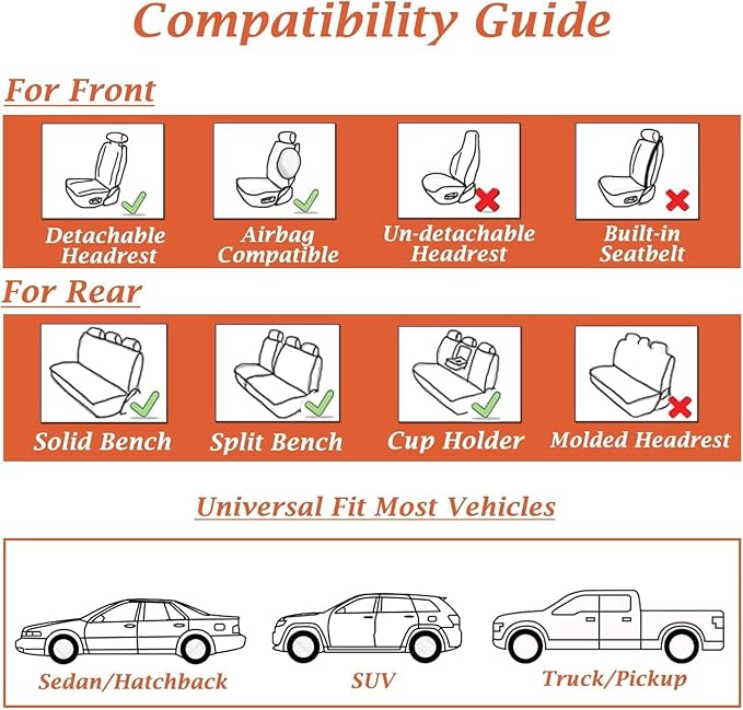Coverado Seat Covers Front Seats, Purple Car Seat Cover with Lumbar Support, Waterproof Car Seat Cushion, Front Car Seat Covers Leatherette Car Seat Protector Universal Fit Most Cars