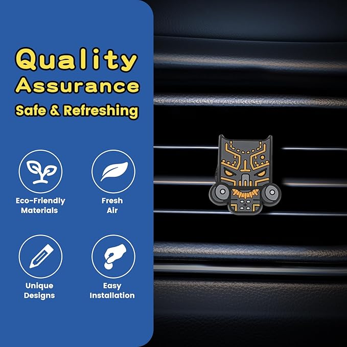 Air Vent Decoration - Cute Super Hero Decorative Vent Clip for Cars, Bedroom or Office [Black Panther]