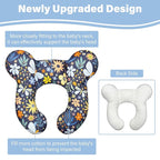 Baby Neck Pillows - Upgraded Toddler Travel Cushion for Toddler Head and Neck, Infant Neck Pillow for Car Plane Stroller Pushchair - Flower B