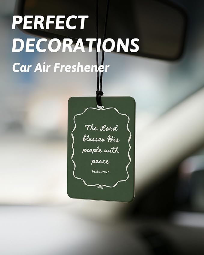 Vintage Christina Air Freshener 4 Pcs, Retro Cottagecore Bible Verse Floral Hanging Air Freshener for Cars Closet Drawer Books, Religious Christian Car Accessories Mirror Decor for Women