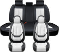 Coverado Seat Covers, Car Seat Covers Full Set, Leather Seat Covers for Cars, Car Seat Protector, Black Car Seat Covers Front Seats and Back Seats Universal Fit for Most Cars White