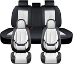 Coverado Seat Covers, Car Seat Covers Full Set, Leather Seat Covers for Cars, Car Seat Protector, Black Car Seat Covers Front Seats and Back Seats Universal Fit for Most Cars White