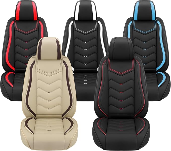 Car Seat Covers for Ford Expedition 2000-2026, Premium Nappa Leather Car Seat Cover, Stylish Sport Seat Covers， Automobile Seat Cover Sets.(Standard 2 Seats/Black)