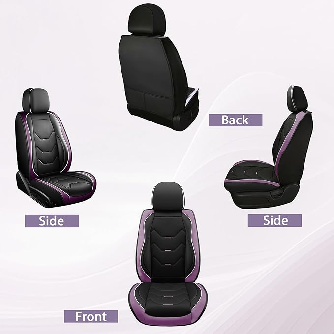 otoez Leather Seat Covers for Car Full Set, 5 Seat Car Seat Cover, Waterproof Automotive Seat Covers, Universal Seat Protector for Most Cars SedensTrucks SUVs (Dark Purple)