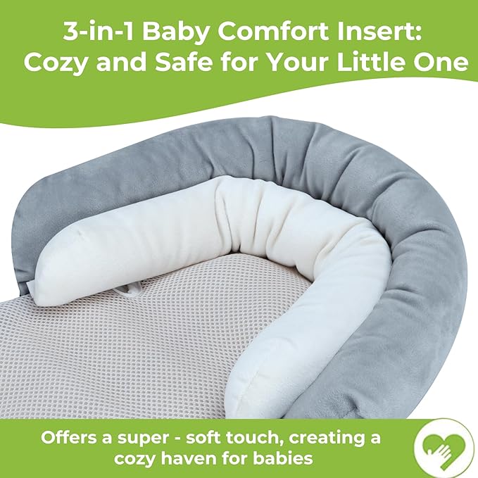 COOLBEBE Upgraded 3-in-1 Babybody Support & Strap Covers Set for Newborn Infant - Extra Soft Car Seat Insert Cushion Pad, Perfect for Carseats, Strollers, Swing