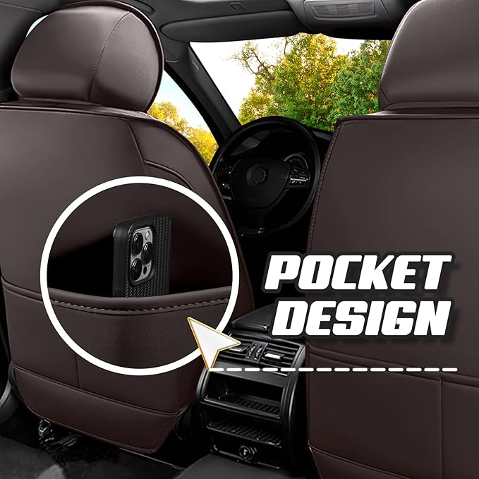 Car Seat Covers for Ford Expedition 2000-2025, Premium Nappa Leather Car Seat Cover, Stylish Sport Seat Covers， Automobile Seat Cover Sets.(Standard 2 Seats/Coffee Color)